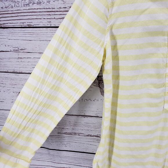 Old Navy Yellow 100%Cotton Striped Button Up Long Sleeve Top Size Large - Picture 5 of 14